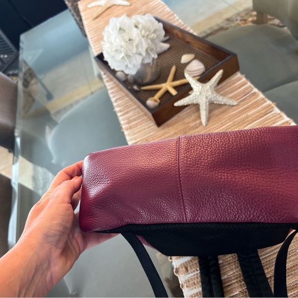 Coach Jed Pebbled leather backpack varsity stripe F89167 Gold/Berry Multi - Picture 8 of 8